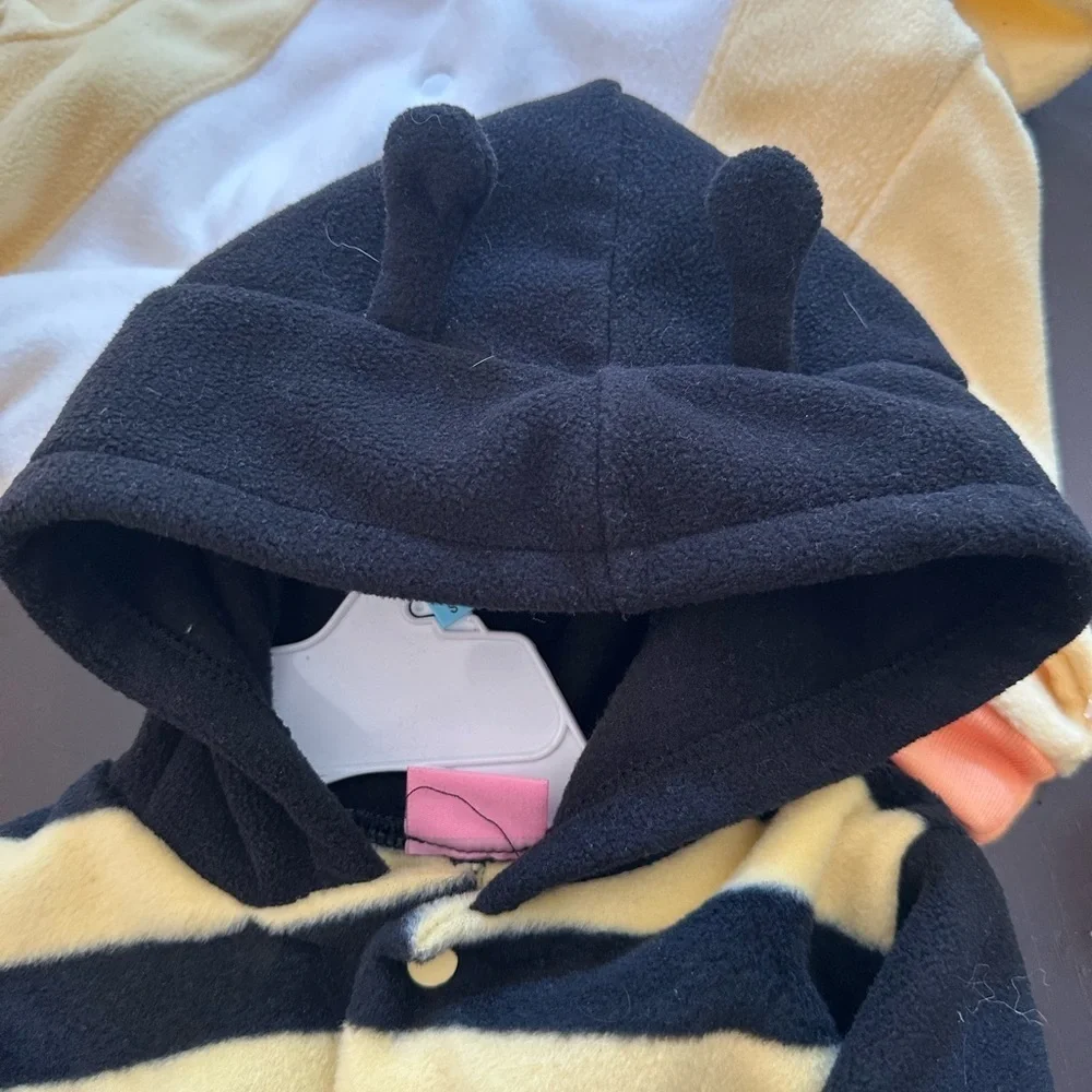 Little by Little Cozy Striped Black and Yellow Kids Footie